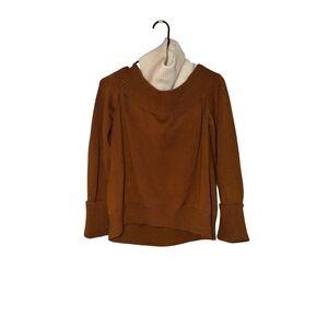 MONSE Merino Wool Turtleneck Sz L Brown Off White Attached Layer Preppy Luxury